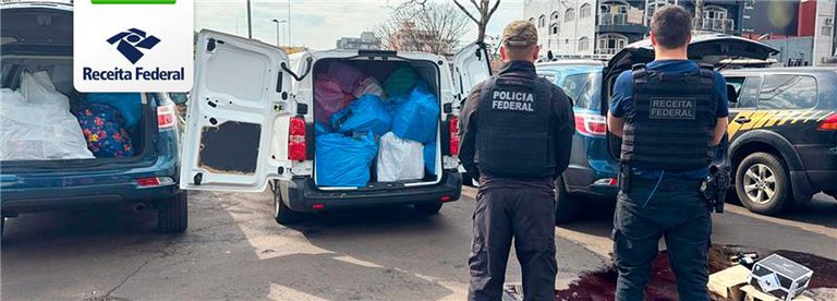 Operação conjunta entre Receita Federal e Polícia Federal apreende grande carga de mercadorias contrabandeadas em Foz do Iguaçu