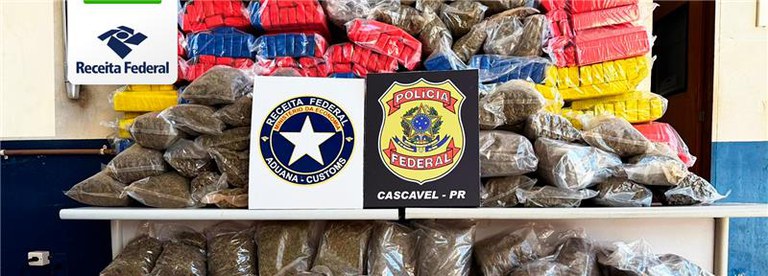 Operação conjunta entre Receita Federal e Polícia Federal apreende grande quantidade de mercadorias e drogas em Cascavel