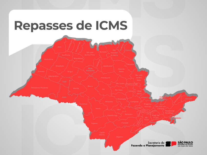 Repasses de ICMS aos municípios paulistas totalizam R$ 3,9 bilhões em setembro